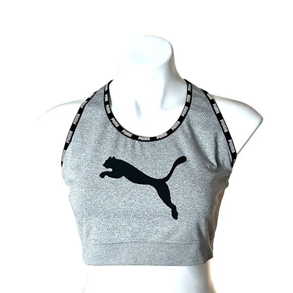 Puma Sports Bra Size X Large Heathered Gray/Black - Picture 1 of 4